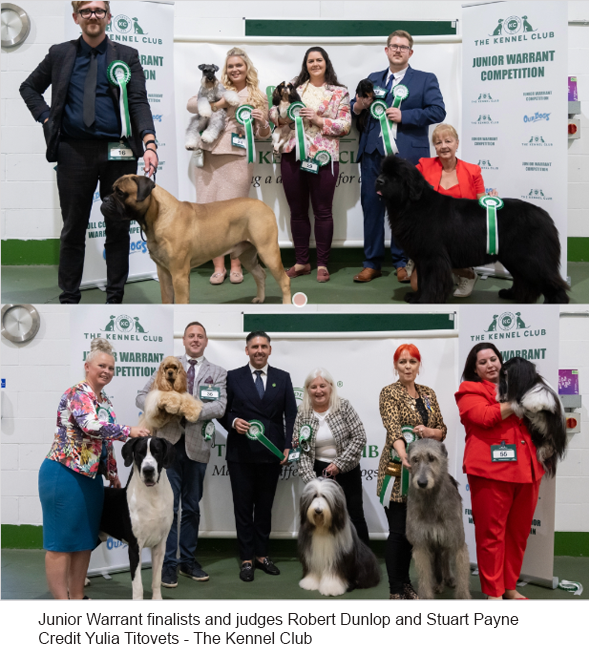 Junior Warrant finalists and judges Robert Dunlop and Stuart Payne Credit Yulia Titovets - The Kennel Club